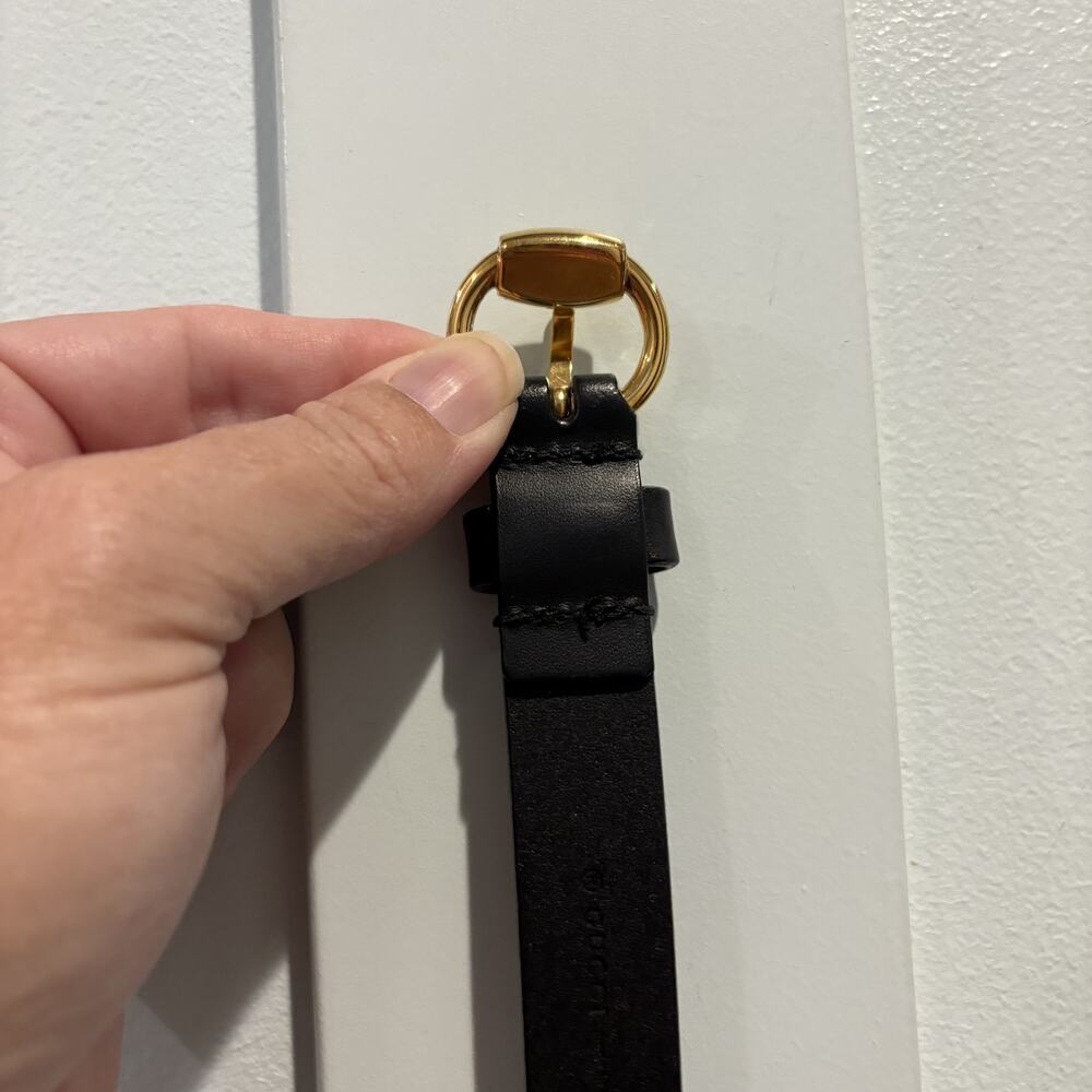 Gucci Black Leather Belt Women Size 80 US 32 Gold Horsebit Buckle Italy Classic - Picture 7 of 15